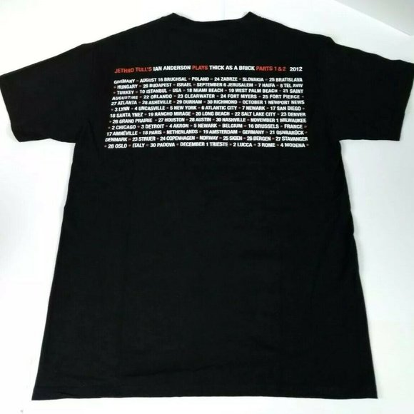 Ian Anderson Jethro Tull Thick As A Brick 2012 Tour Black 2-Sided T Shirt Sz(M) - Picture 3 of 7